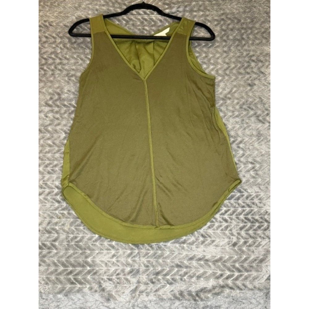 Banana Republic Womens Olive Green V-Neck  Tank Top Mesh Detail Small 0035